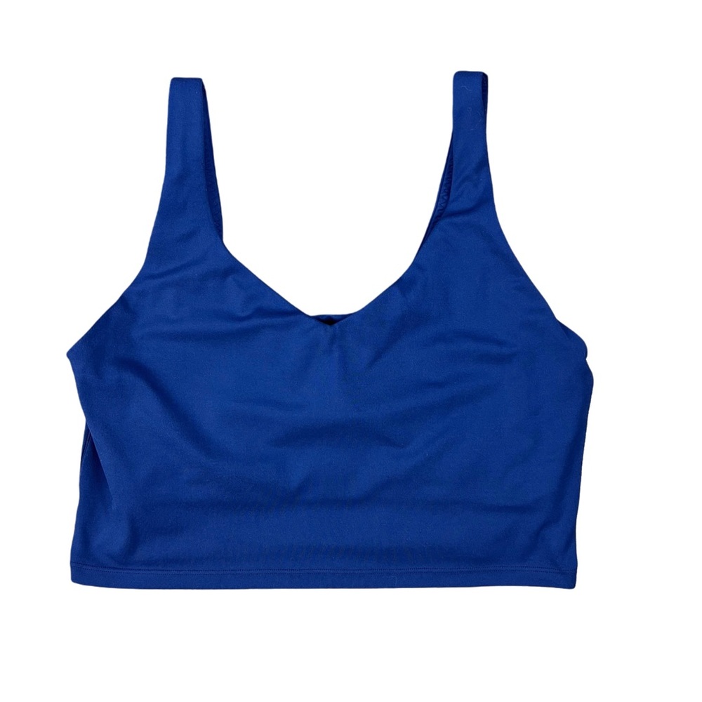 Aerie OFFLINE Real Me Longline Sports Bra XL Blue V Neck Athleisure